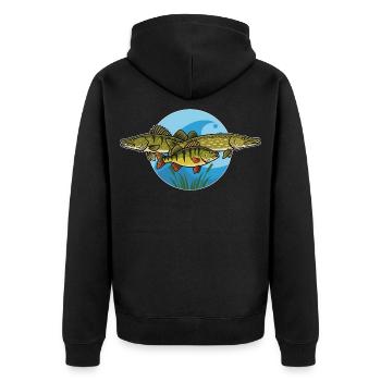 Perche, brochet, zander, prédateur, pêche - Veste à capuche bio Premium Unisexe - noir - Dos - Nico (187cm)