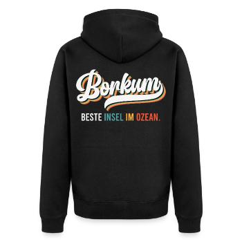 Île de Borkum MEILLEURE ÎLE DE L’OCÉAN Plaisir - Veste à capuche bio Premium Unisexe - noir - Dos - Nico (187cm)