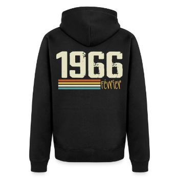 Février 1966 - Février 1966 Anniversaire 1966 - Veste à capuche bio Premium Unisexe - noir - Dos - Nico (187cm)