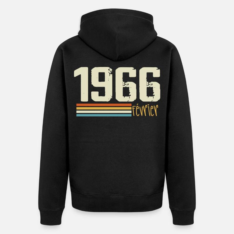 Février 1966 - Février 1966 Anniversaire 1966 - Veste à capuche bio Premium Unisexe - noir