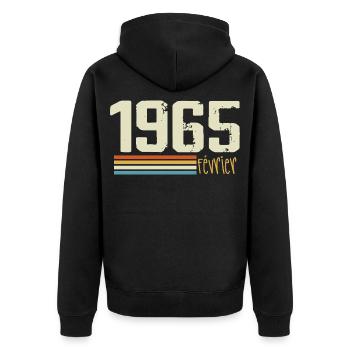 Février 1965 - Février 1965 Anniversaire 1965 - Veste à capuche bio Premium Unisexe - noir - Dos - Nico (187cm)