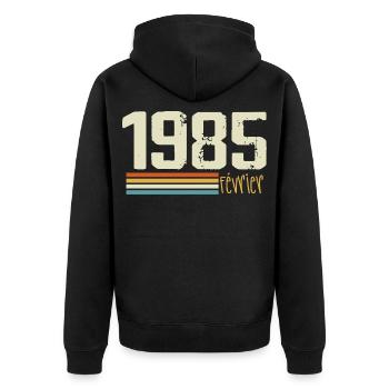 February 1985 - February 1985 Anniversary 1985 - Unisex Premium Organic Zip Hoodie - black - Back - Nico (187cm)