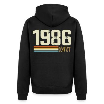 February 1986 - February 1986 Anniversary 1986 - Unisex Premium Organic Zip Hoodie - black - Back - Nico (187cm)