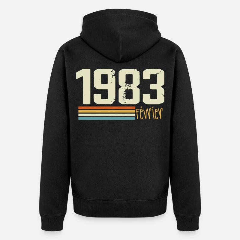 Février 1983 - Février 1983 Anniversaire 1983 - Veste à capuche bio Premium Unisexe - noir