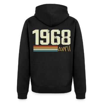 Né en avril 1968 - Veste à capuche bio Premium Unisexe - noir - Dos - Nico (187cm)