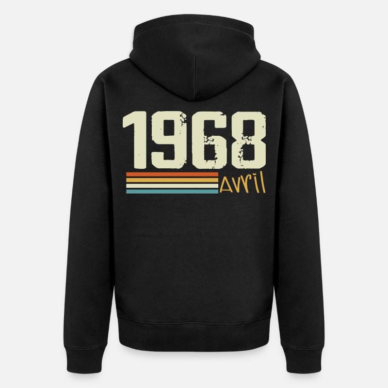 Né en avril 1968 - Veste à capuche bio Premium Unisexe - noir