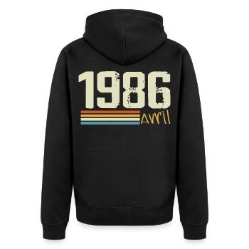 Né en avril 1986 - Veste à capuche bio Premium Unisexe - noir - Dos - Nico (187cm)