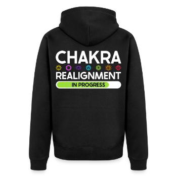 Chakra Alignment - Energy in Flow - Unisex Premium Organic Zip Hoodie - black - Back - Nico (187cm)