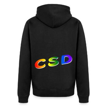 CSD - Unisex Premium Bio Zip Hoodie - Schwarz - Hinten - Nico (187cm)