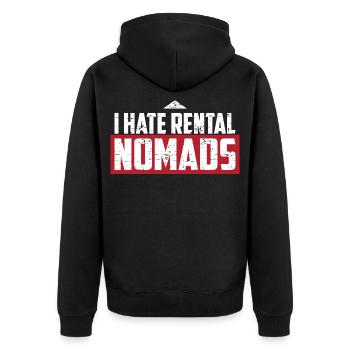 I hate rental nomads - Unisex Premium Organic Zip Hoodie - black - Back - Nico (187cm)