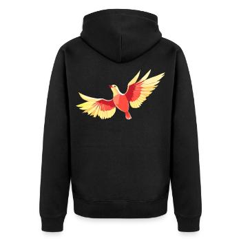 Vogel, der am Himmel schwebt - Unisex Premium Bio Zip Hoodie - Schwarz - Hinten - Nico (187cm)