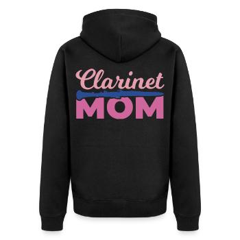 Clarinet Mama - Unisex Premium Organic Zip Hoodie - black - Back - Nico (187cm)