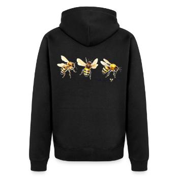Wasserfarbene Honigbienen Trio - Unisex Premium Bio Zip Hoodie - Schwarz - Hinten - Nico (187cm)