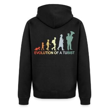 Entwicklung eines Tubisten - Unisex Premium Bio Zip Hoodie - Schwarz - Hinten - Nico (187cm)