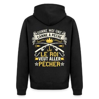 donne moi une canne à pêche Le roi veut pêcher - Veste à capuche bio Premium Unisexe - noir - Dos - Nico (187cm)