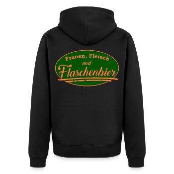 Frauen Fleisch Flaschenbier Retro Schild - Unisex Premium Bio Zip Hoodie - Schwarz - Hinten - Nico (187cm)