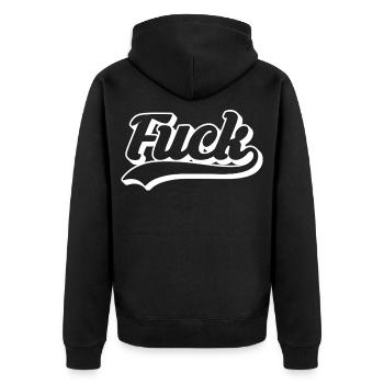 Fuck Retro Script - Unisex Premium Organic Zip Hoodie - black - Back - Nico (187cm)