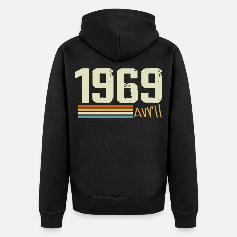 Né en avril 1969 - Veste à capuche bio Premium Unisexe - noir