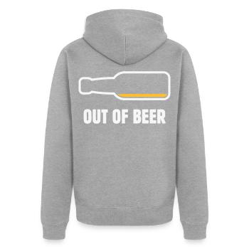 Out Of Beer (Bier / Bierchen / Biertrinker NEG 2C) - Unisex Premium Bio Zip Hoodie - Grau meliert - Hinten - Nico (187cm)