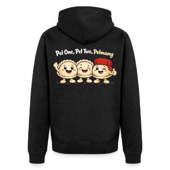 Pel One, Pel Two, Pelmany – Pelmeni Friends - Unisex Premium Organic Zip Hoodie - black - Back - Nico (187cm)