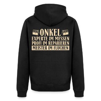 Handwerker Onkel - Meister im Fluchen Heimwerker - Unisex Premium Bio Zip Hoodie - Schwarz - Hinten - Nico (187cm)