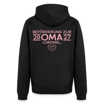 Befördert zur Oma 2027 – Babyparty Geschenk - Unisex Premium Bio Zip Hoodie - Schwarz - Hinten - Nico (187cm)