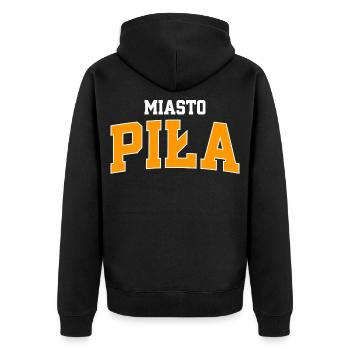 Sportlogo der Stadt Piła - Unisex Premium Bio Zip Hoodie - Schwarz - Hinten - Nico (187cm)
