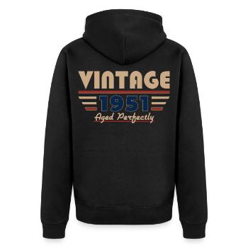 75. Geburtstag Geschenk Mann Vintage Oktober 1951 - Unisex Premium Bio Zip Hoodie - Schwarz - Hinten - Nico (187cm)