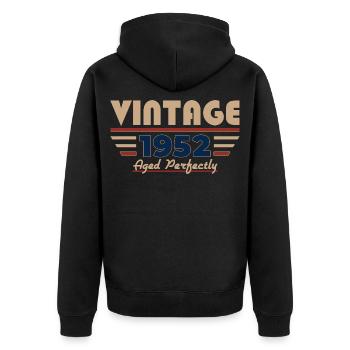 74. Geburtstag Geschenk Mann Vintage Oktober 1952 - Unisex Premium Bio Zip Hoodie - Schwarz - Hinten - Nico (187cm)