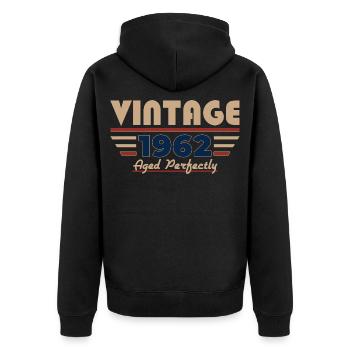 64. Geburtstag Geschenk Mann Vintage Oktober 1962 - Unisex Premium Bio Zip Hoodie - Schwarz - Hinten - Nico (187cm)