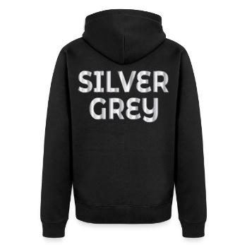 Silbergrau - Unisex Premium Bio Zip Hoodie - Schwarz - Hinten - Nico (187cm)