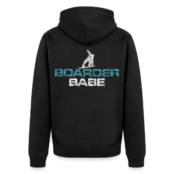 Boarder Babe Vintage White/Blue - Unisex Premium Bio Zip Hoodie - Schwarz - Hinten - Nico (187cm)