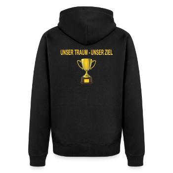 Pokal Design - Unisex Premium Bio Zip Hoodie - Schwarz - Hinten - Nico (187cm)