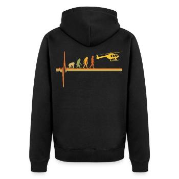 Helicopter Pilot ECG Heartbeat Evolution - Unisex Premium Organic Zip Hoodie - black - Back - Nico (187cm)