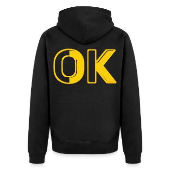 OK OK lettres de grille rétro O.K. 70s vintage - Veste à capuche bio Premium Unisexe - noir - Dos - Nico (187cm)