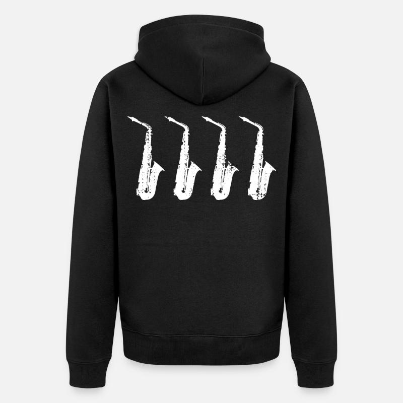 Retro Saxophon Modelle - Unisex Premium Bio Zip Hoodie - Schwarz