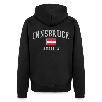 Innsbruck Austria Banner - Unisex Premium Bio Zip Hoodie - Schwarz - Hinten - Nico (187cm)