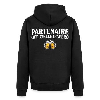 Partenaire Officielle Apéro Couple Humour Apéro - Veste à capuche bio Premium Unisexe - noir - Dos - Nico (187cm)