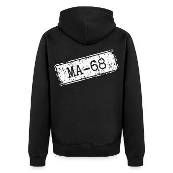 Mannheim 68 - Unisex Premium Bio Zip Hoodie - Schwarz - Hinten - Nico (187cm)