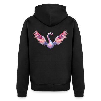 Geometric Swan with Gradient - Unisex Premium Organic Zip Hoodie - black - Back - Nico (187cm)