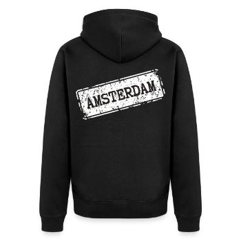 Amsterdam Street Style - Unisex Premium Organic Zip Hoodie - black - Back - Nico (187cm)
