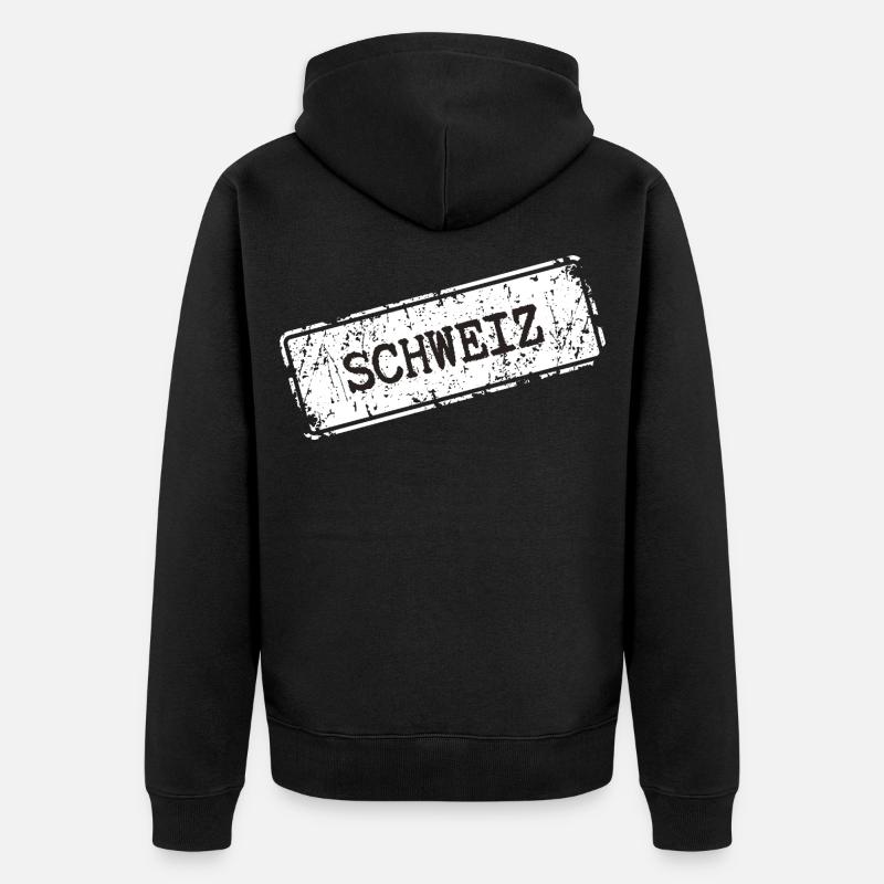 Schweiz Stempel Design - Unisex Premium Bio Zip Hoodie - Schwarz