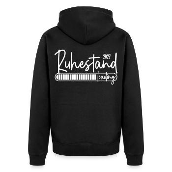 Ruhestand 2027 loading - Unisex Premium Bio Zip Hoodie - Schwarz - Hinten - Nico (187cm)