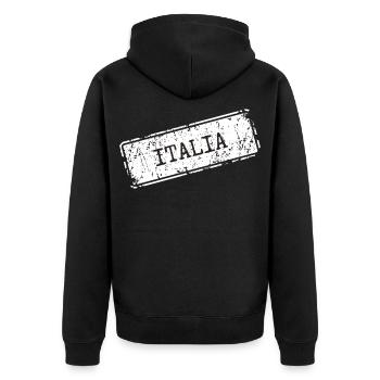 Italia - Unisex Premium Organic Zip Hoodie - black - Back - Nico (187cm)