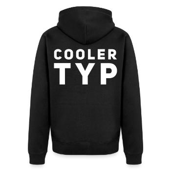 So sieht ein cooler Typ aus - Unisex Premium Bio Zip Hoodie - Schwarz - Hinten - Nico (187cm)