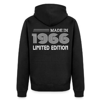 Original 1966 Vintage 1966 Retro-Jubiläum 1966 - Unisex Premium Bio Zip Hoodie - Schwarz - Hinten - Nico (187cm)