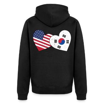 South Korea And US Flag American Korean - Unisex Premium Organic Zip Hoodie - black - Back - Nico (187cm)