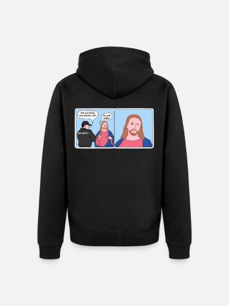 Jesus „Nur Wasser“ Meme - Unisex Premium Bio Zip Hoodie - Schwarz