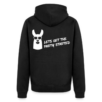Lama - Lets Get The Party Started - Unisex Premium Organic Zip Hoodie - black - Back - Nico (187cm)