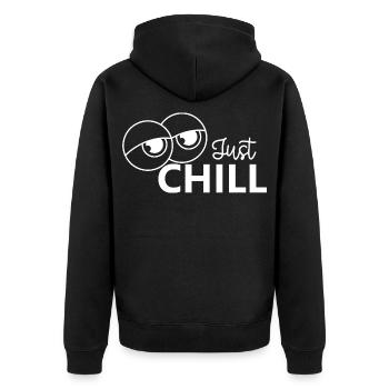 Just Chill / Just Relaxed - Unisex Premium Organic Zip Hoodie - black - Back - Nico (187cm)